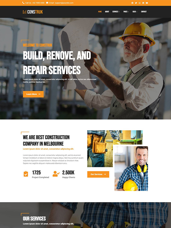 construction and roofing business website